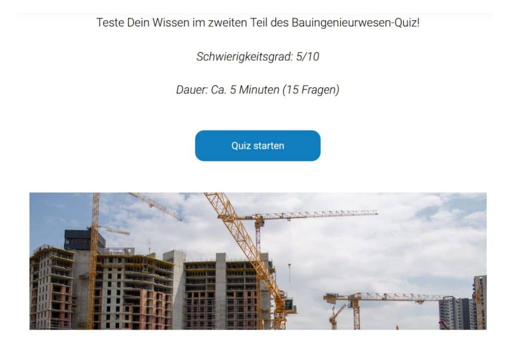 Zweiter Teil des allgemeinen Bauingenieurwesen Quiz