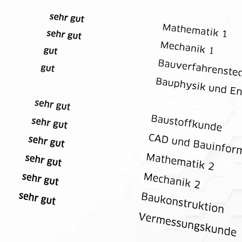 Bessere Noten Bauingenieurwesen